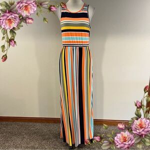 Multicolor Striped sleeveless stretch Maxi Dress size large